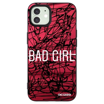 Picasee silikonowe czarne etui na Apple iPhone 12 - Bad girl