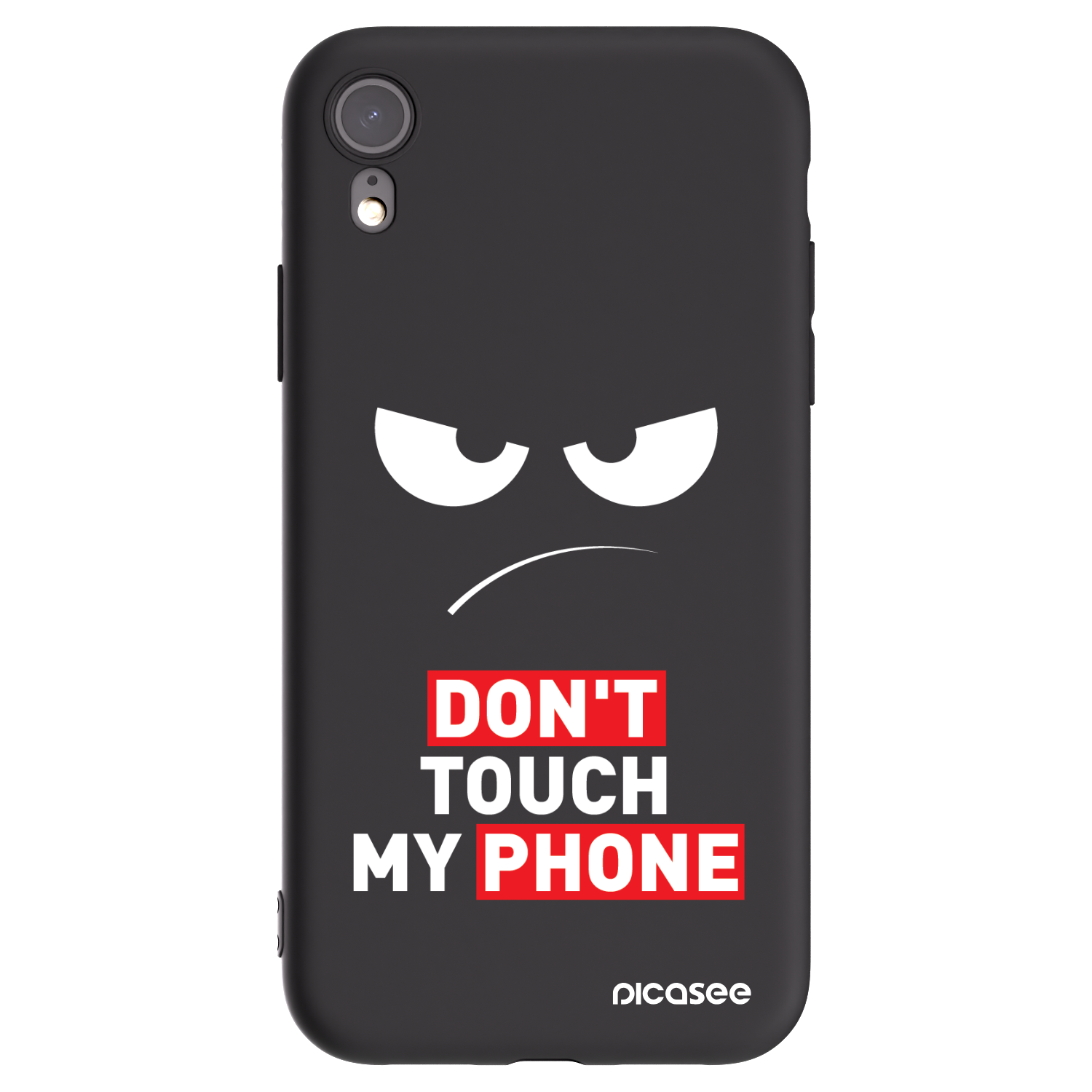 Picasee silikonowe czarne etui na Apple iPhone XR - Angry Eyes - Transparent