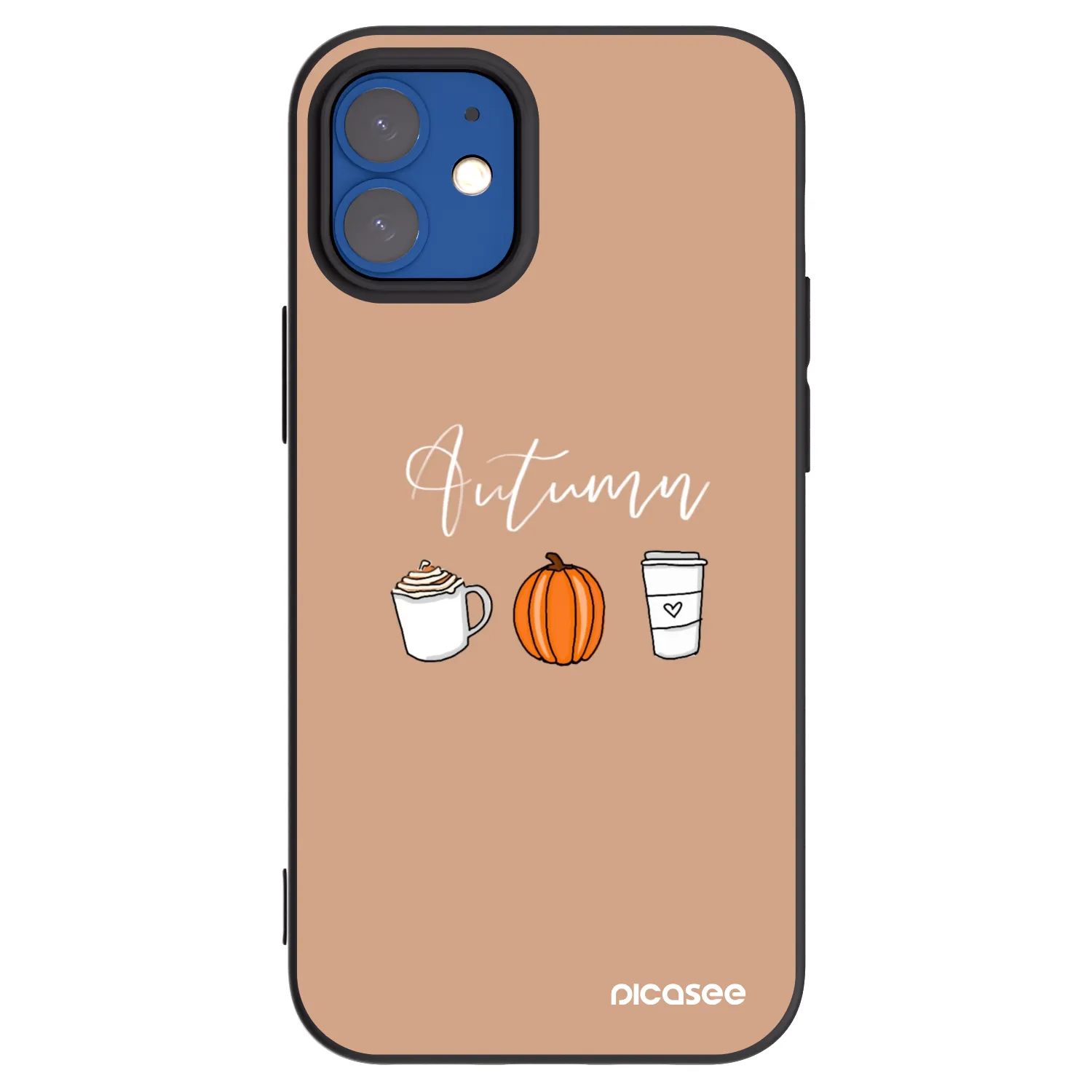 Picasee silikonowe czarne etui na Apple iPhone 12 mini - Autumn