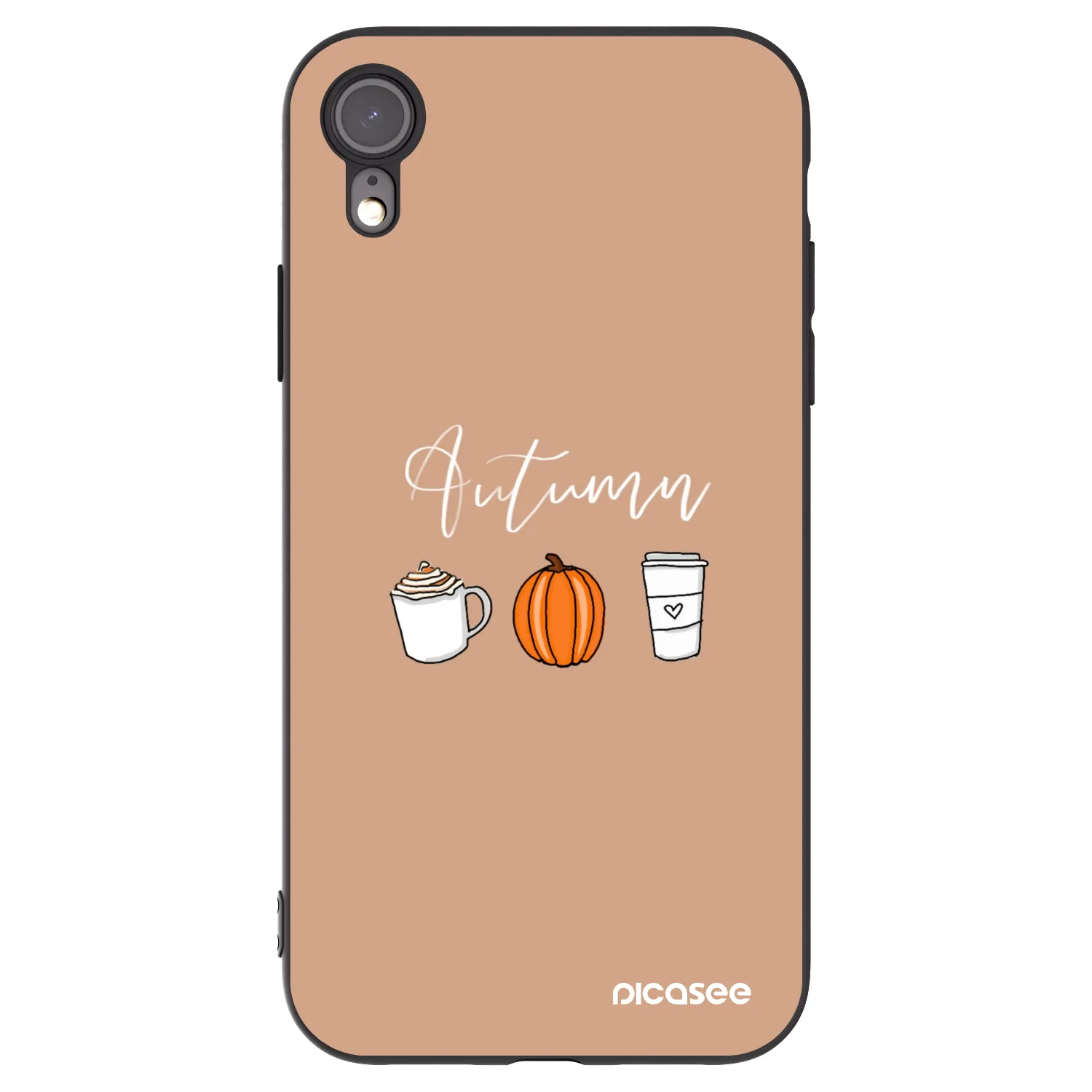 Picasee silikonowe czarne etui na Apple iPhone XR - Autumn