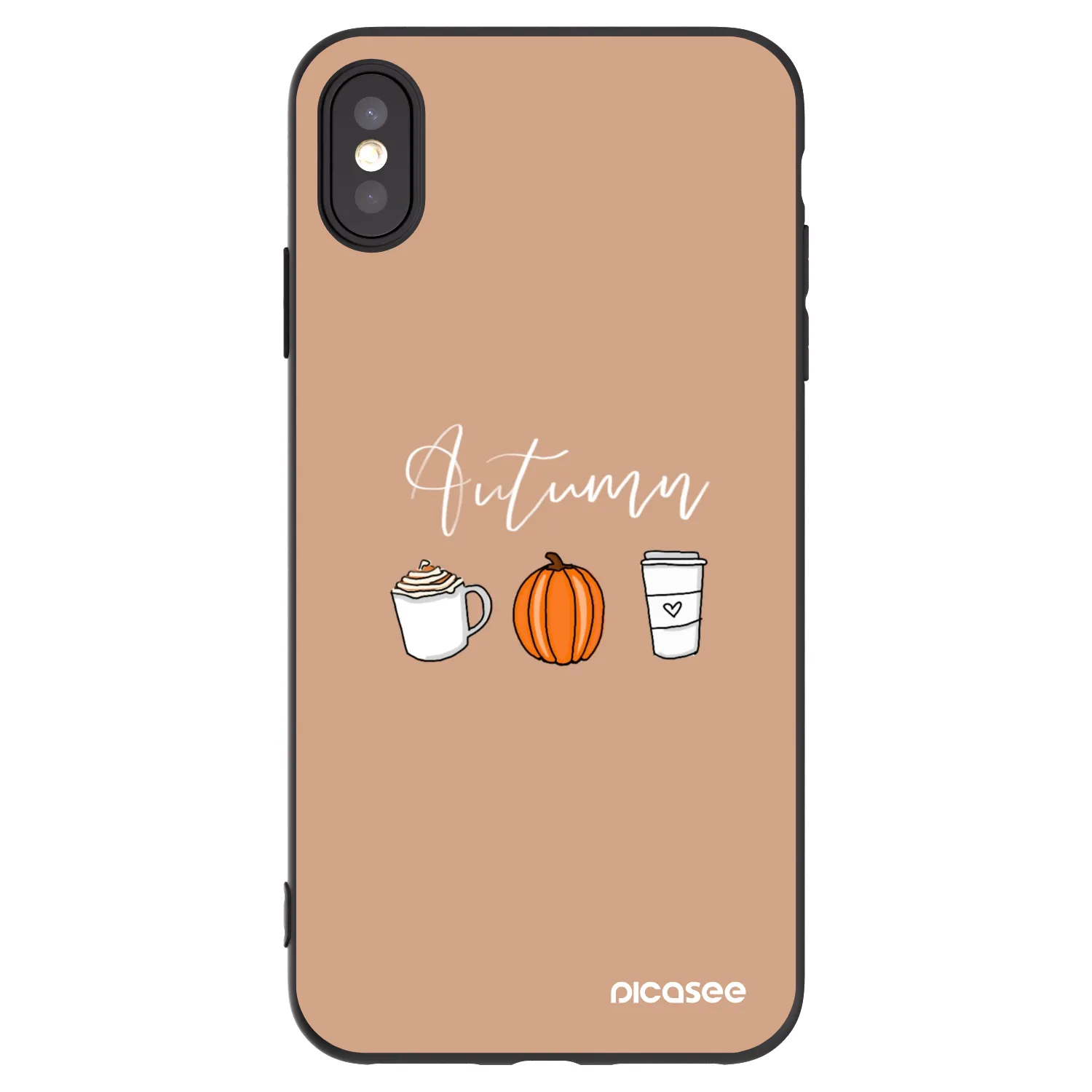 Picasee silikonowe czarne etui na Apple iPhone XS Max - Autumn