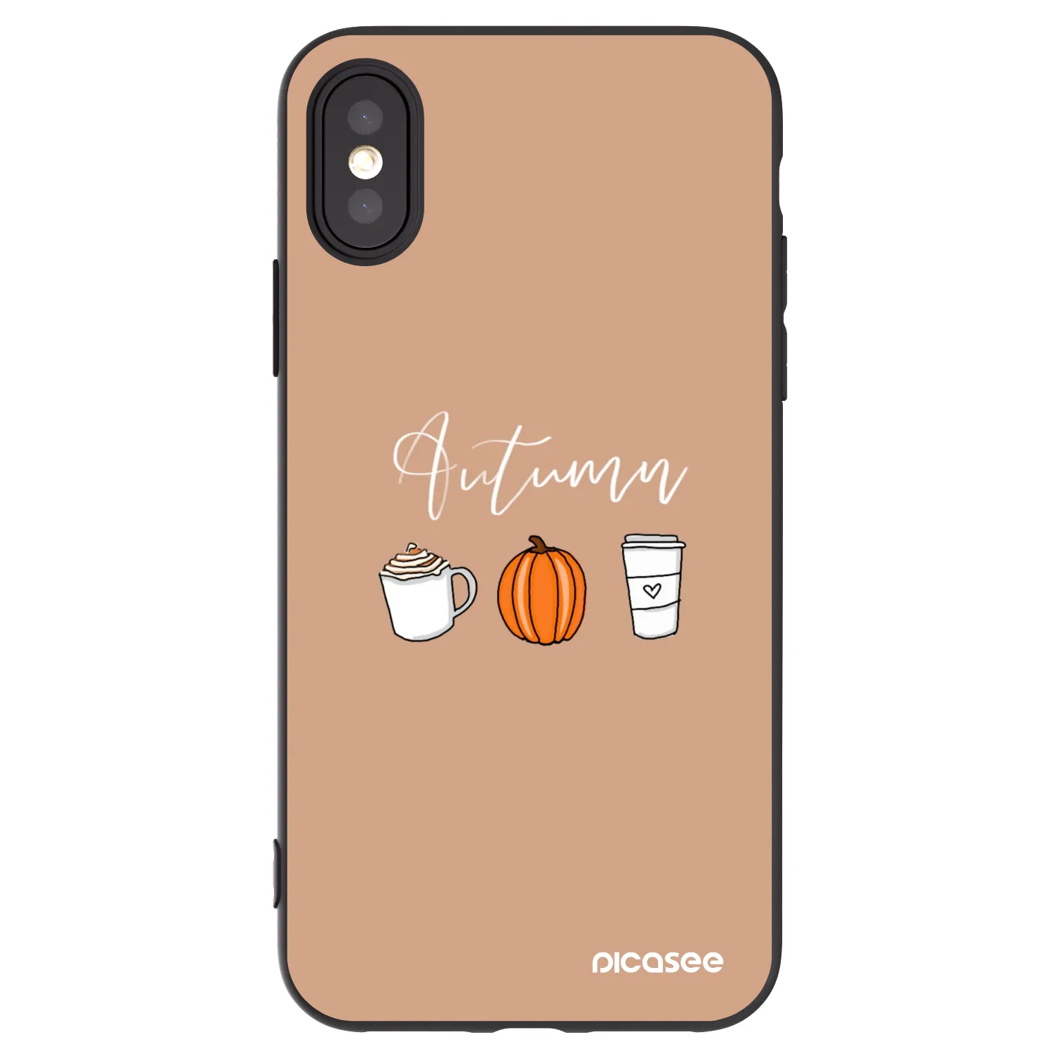 Picasee silikonowe czarne etui na Apple iPhone X/XS - Autumn