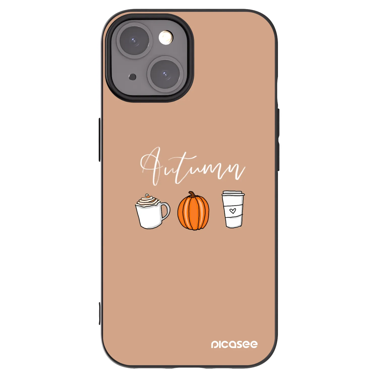 Picasee silikonowe czarne etui na Apple iPhone 15 - Autumn