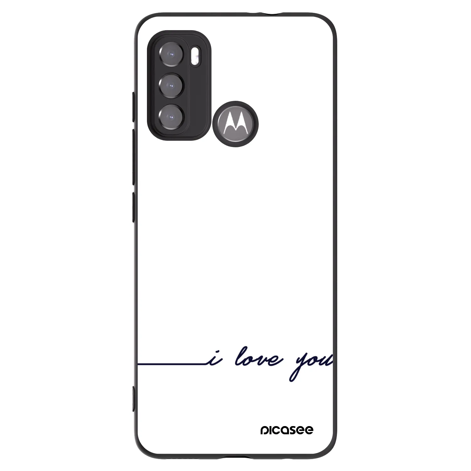 Picasee silikonowe czarne etui na Motorola Moto G60 - I love you