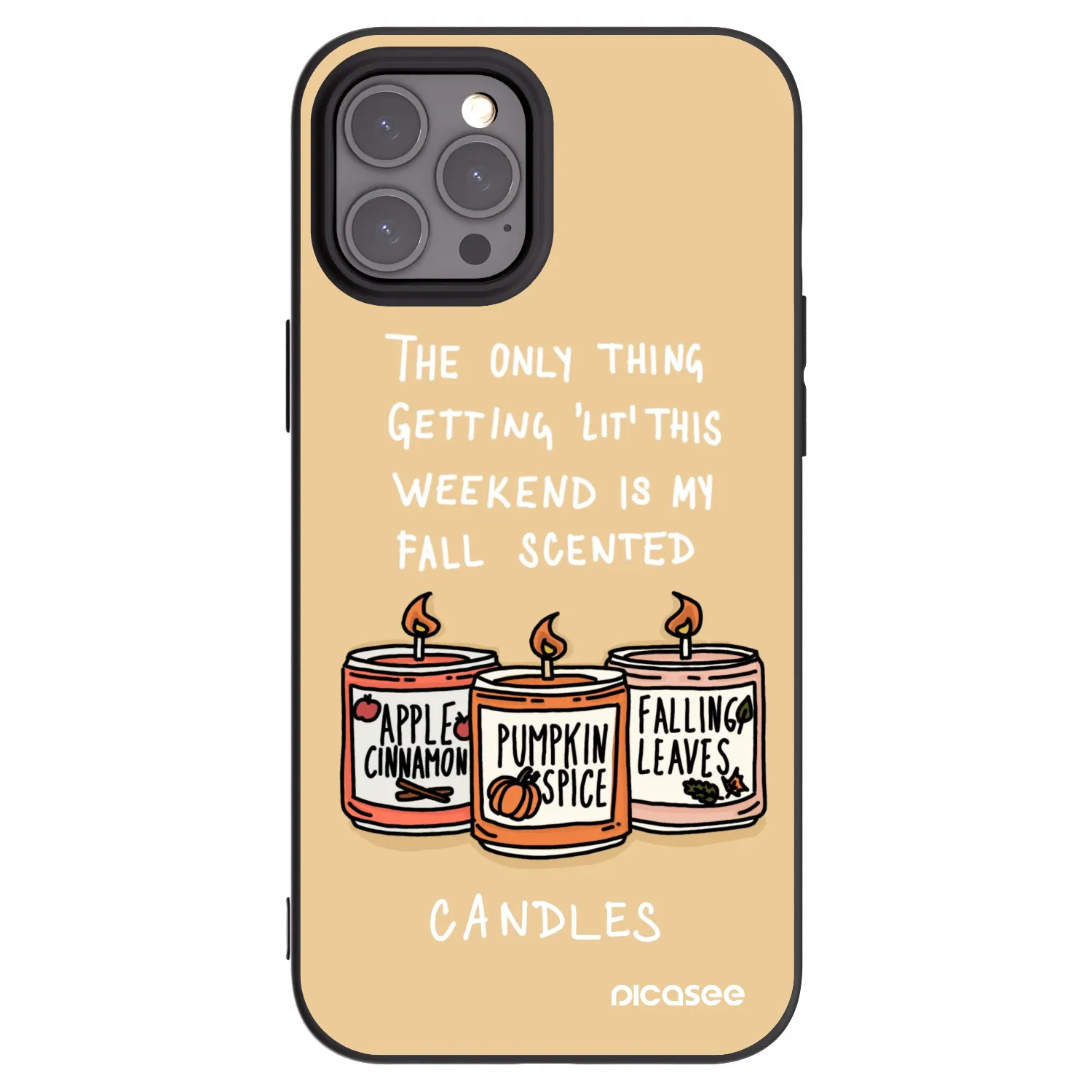 Picasee silikonowe czarne etui na Apple iPhone 12 Pro Max - Candles