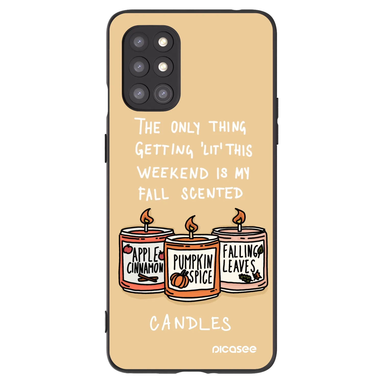 Picasee silikonowe czarne etui na OnePlus 8T - Candles