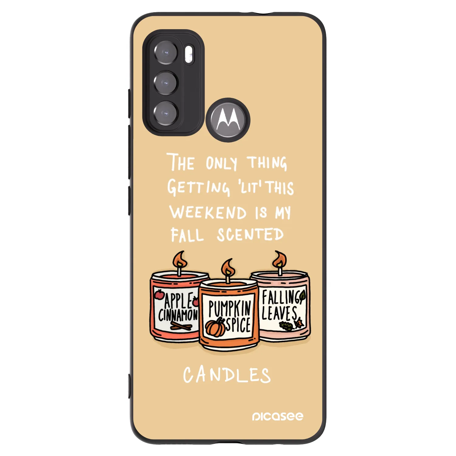 Picasee silikonowe czarne etui na Motorola Moto G60 - Candles