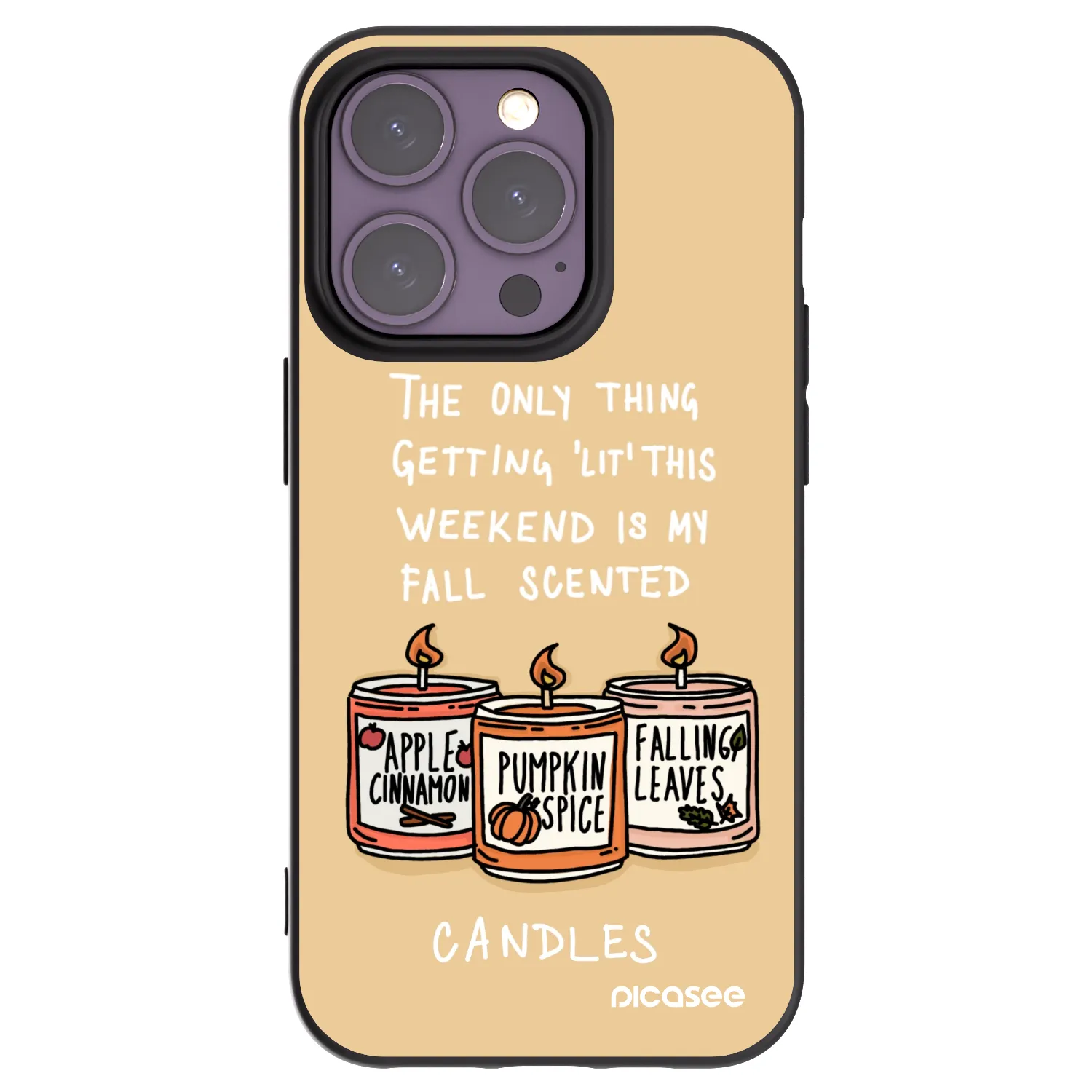 Picasee silikonowe czarne etui na Apple iPhone 14 Pro - Candles