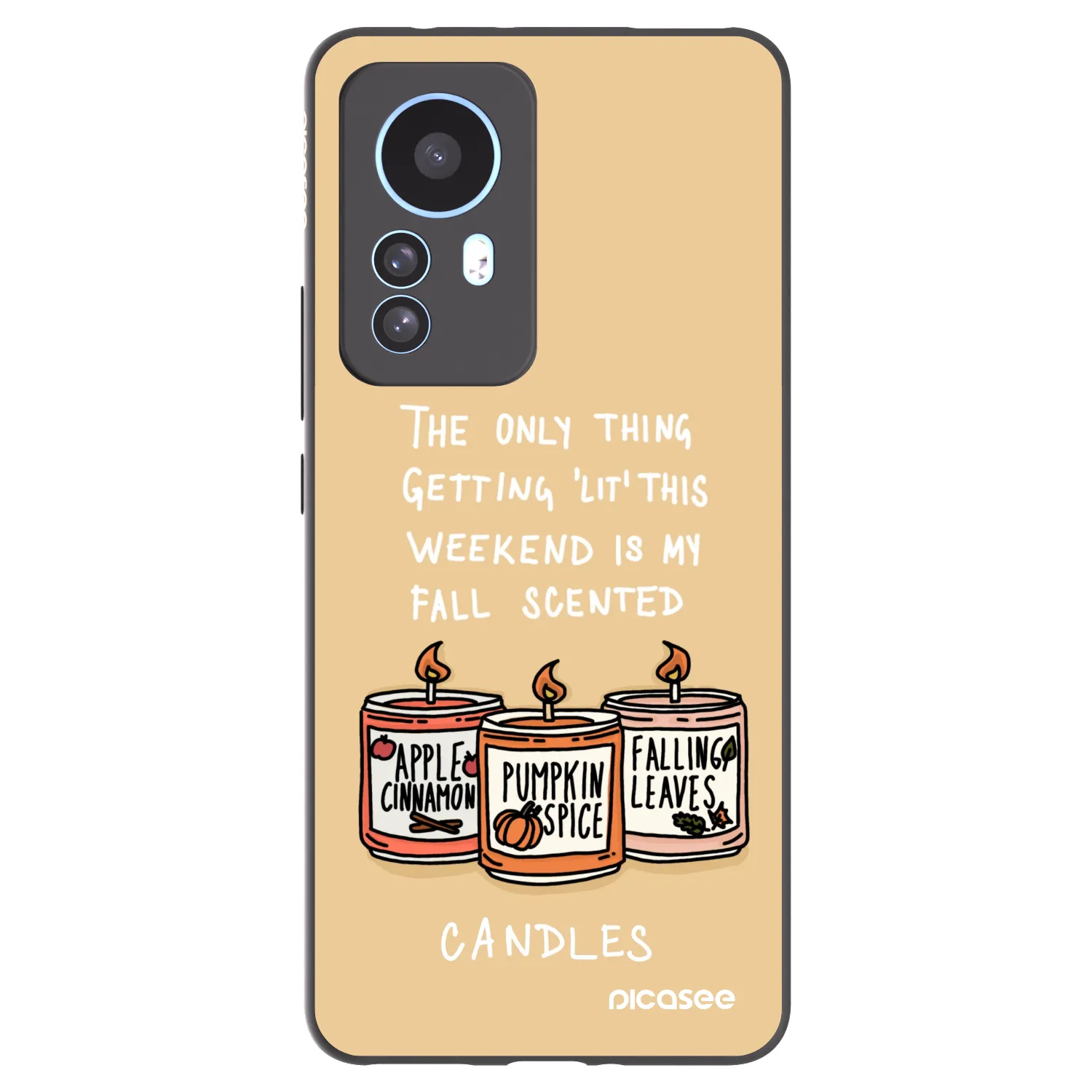Picasee silikonowe czarne etui na Xiaomi 12T - Candles