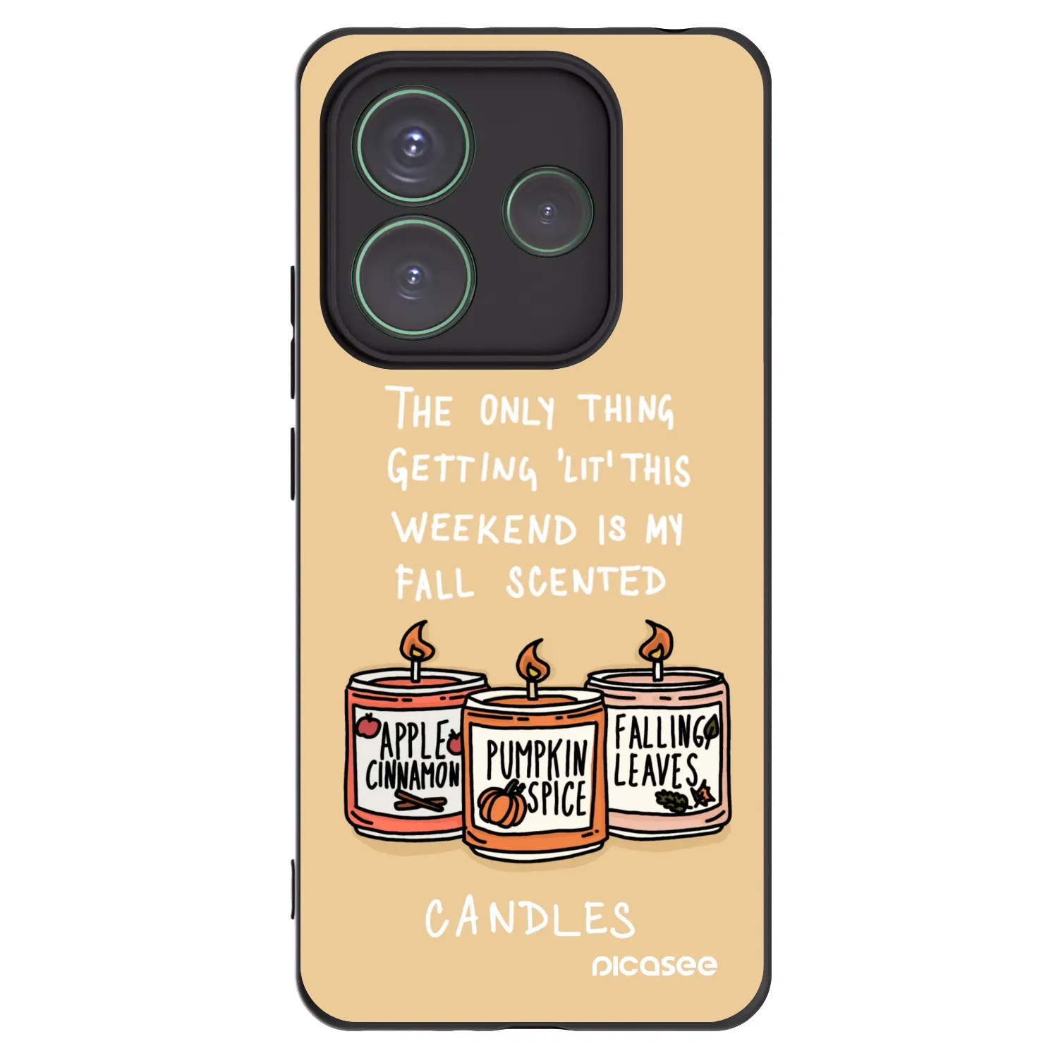Picasee silikonowe czarne etui na Xiaomi Redmi Note 14 5G - Candles