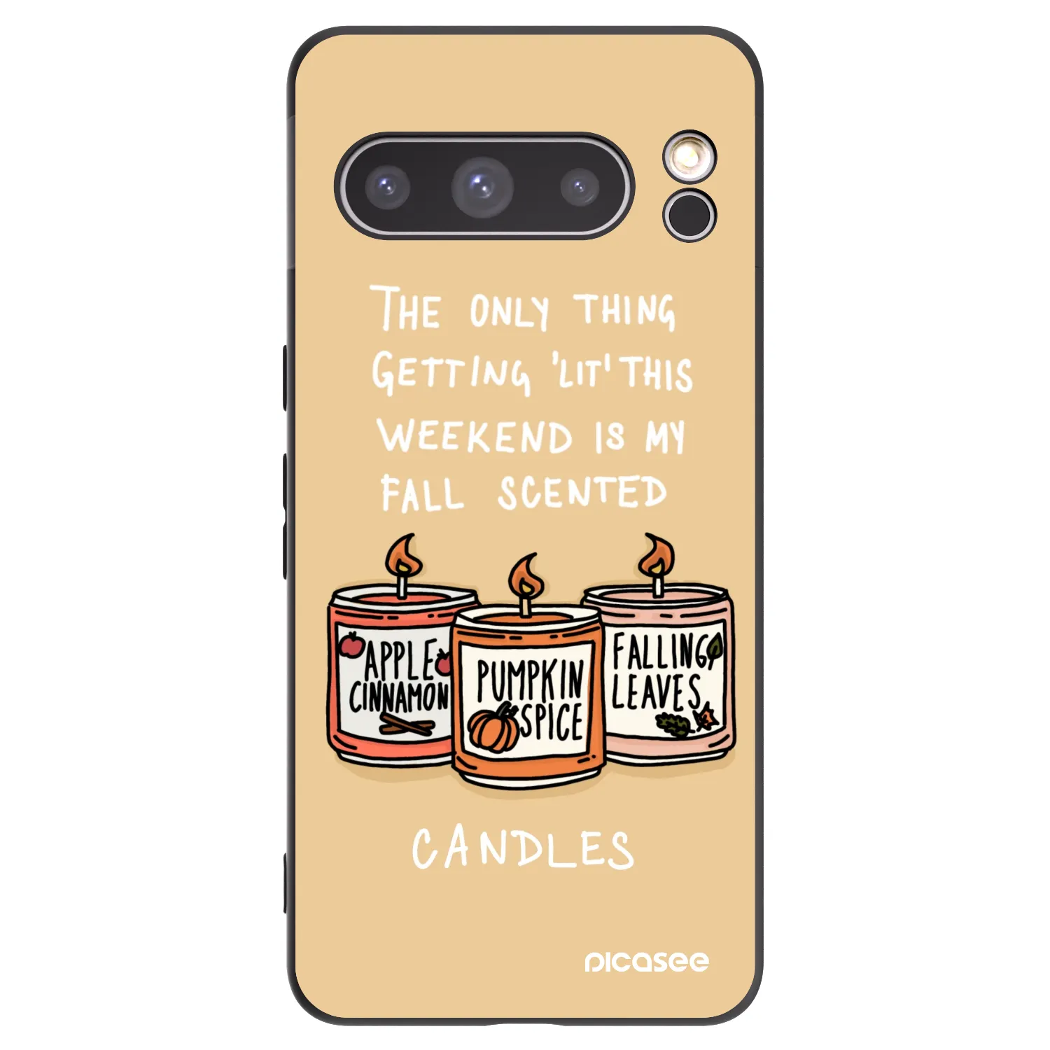 Picasee silikonowe czarne etui na Google Pixel 8 Pro - Candles