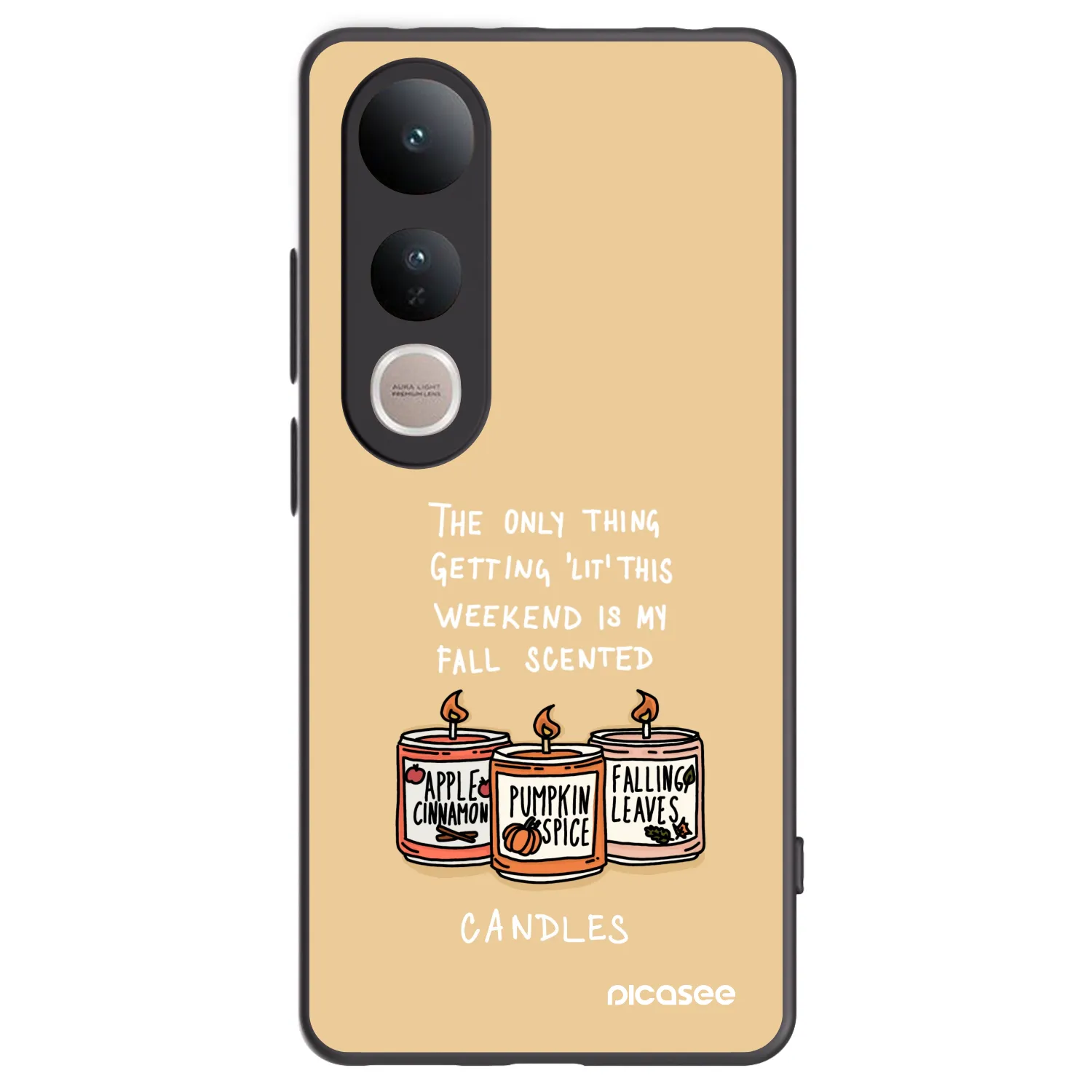 Picasee silikonowe czarne etui na Vivo V50 Lite 5G - Candles