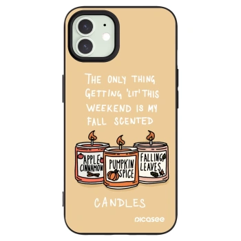 Picasee silikonowe czarne etui na Apple iPhone 12 - Candles