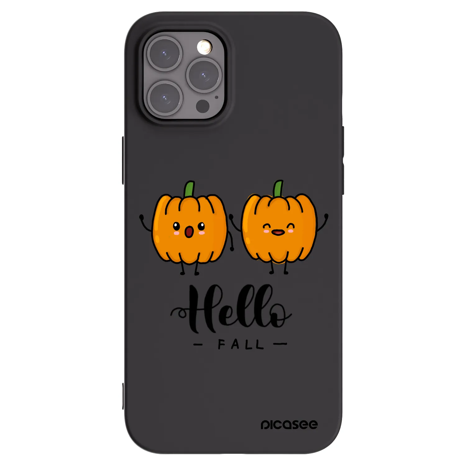 Picasee silikonowe czarne etui na Apple iPhone 12 Pro Max - Hallo Fall