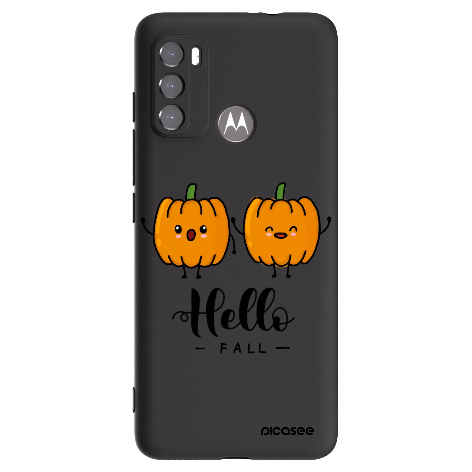 Picasee silikonowe czarne etui na Motorola Moto G60 - Hallo Fall