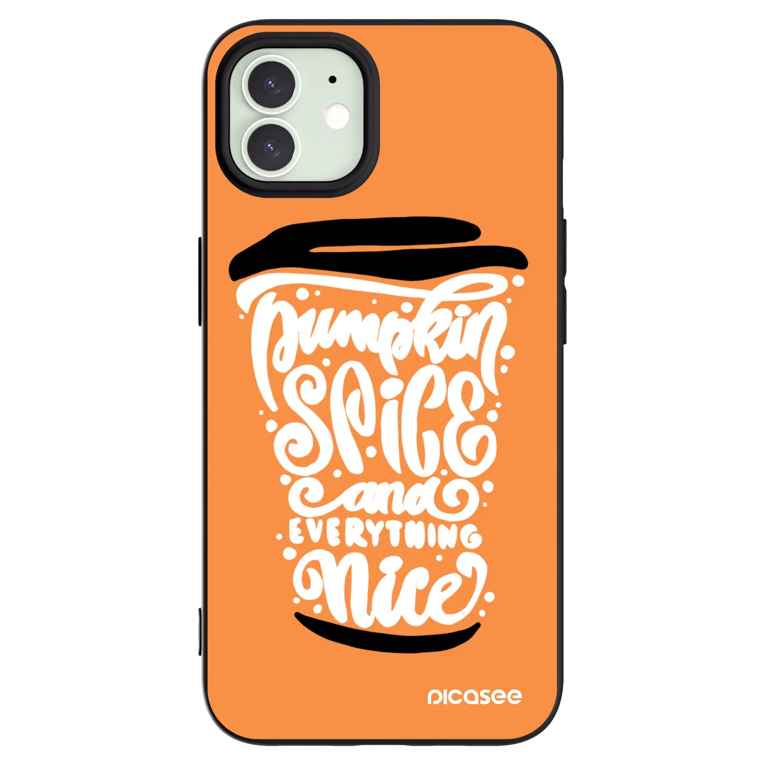 Picasee silikonowe czarne etui na Apple iPhone 12 - Pumpkin coffee