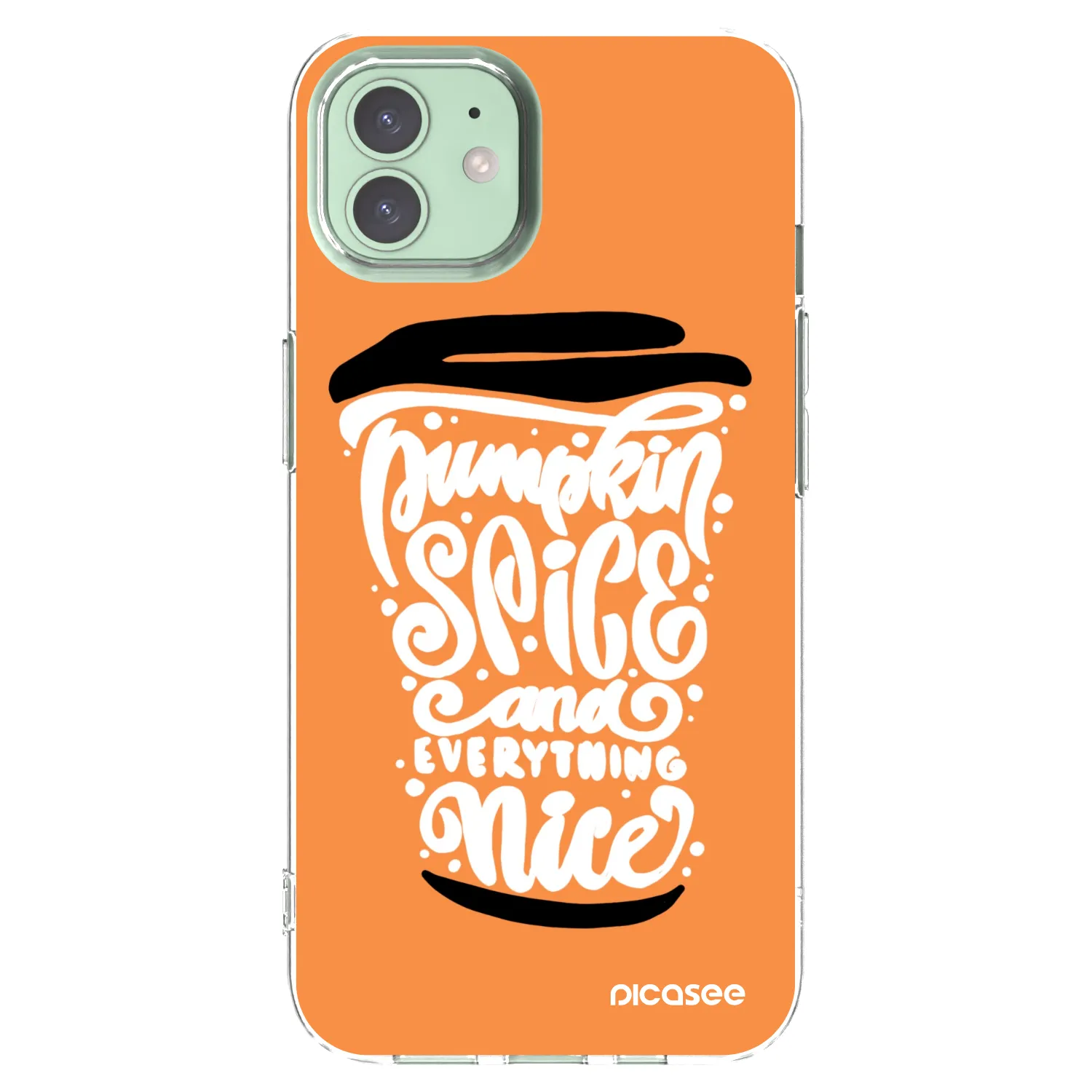 Picasee silikonowe przeźroczyste etui na Apple iPhone 12 - Pumpkin coffee