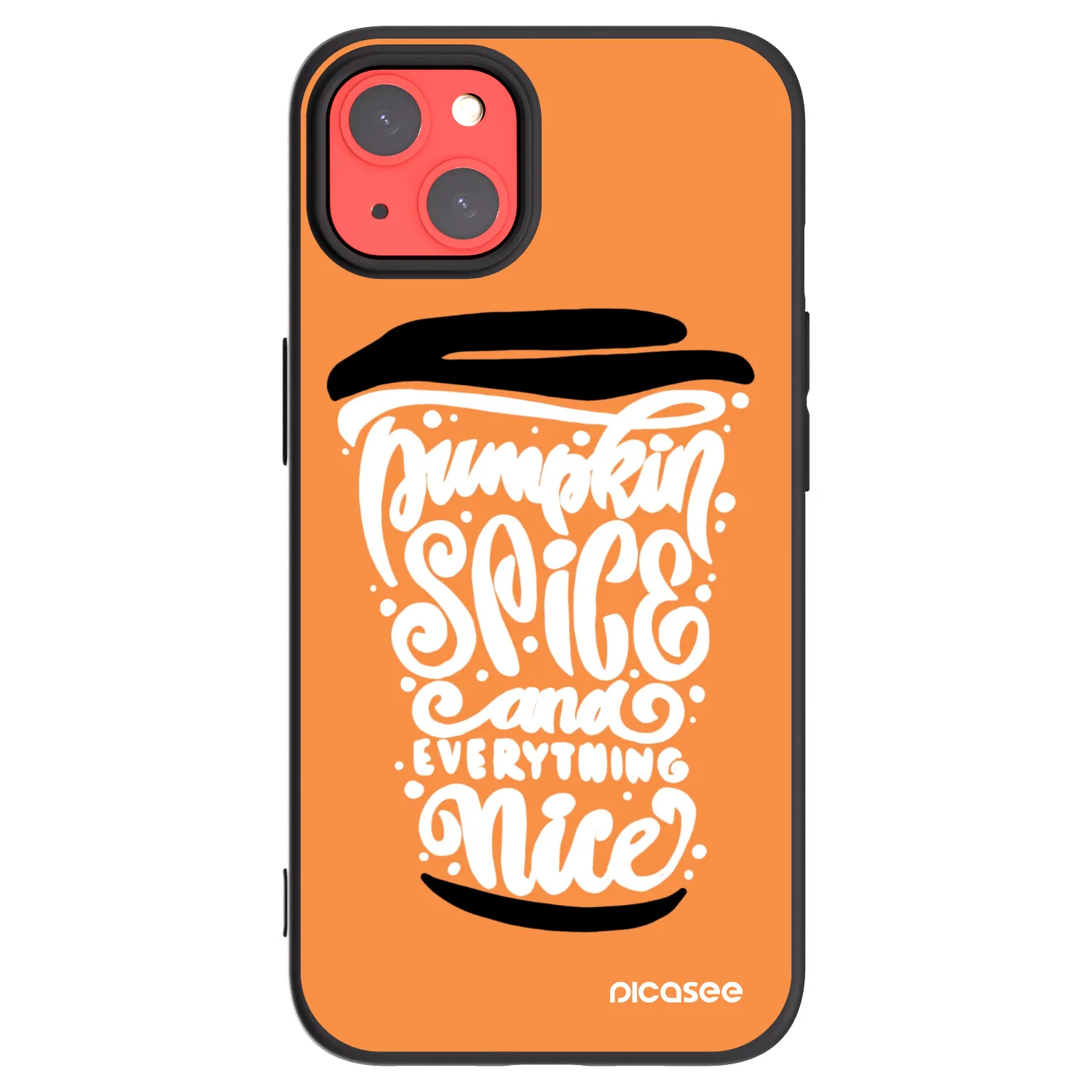 Picasee silikonowe czarne etui na Apple iPhone 13 - Pumpkin coffee