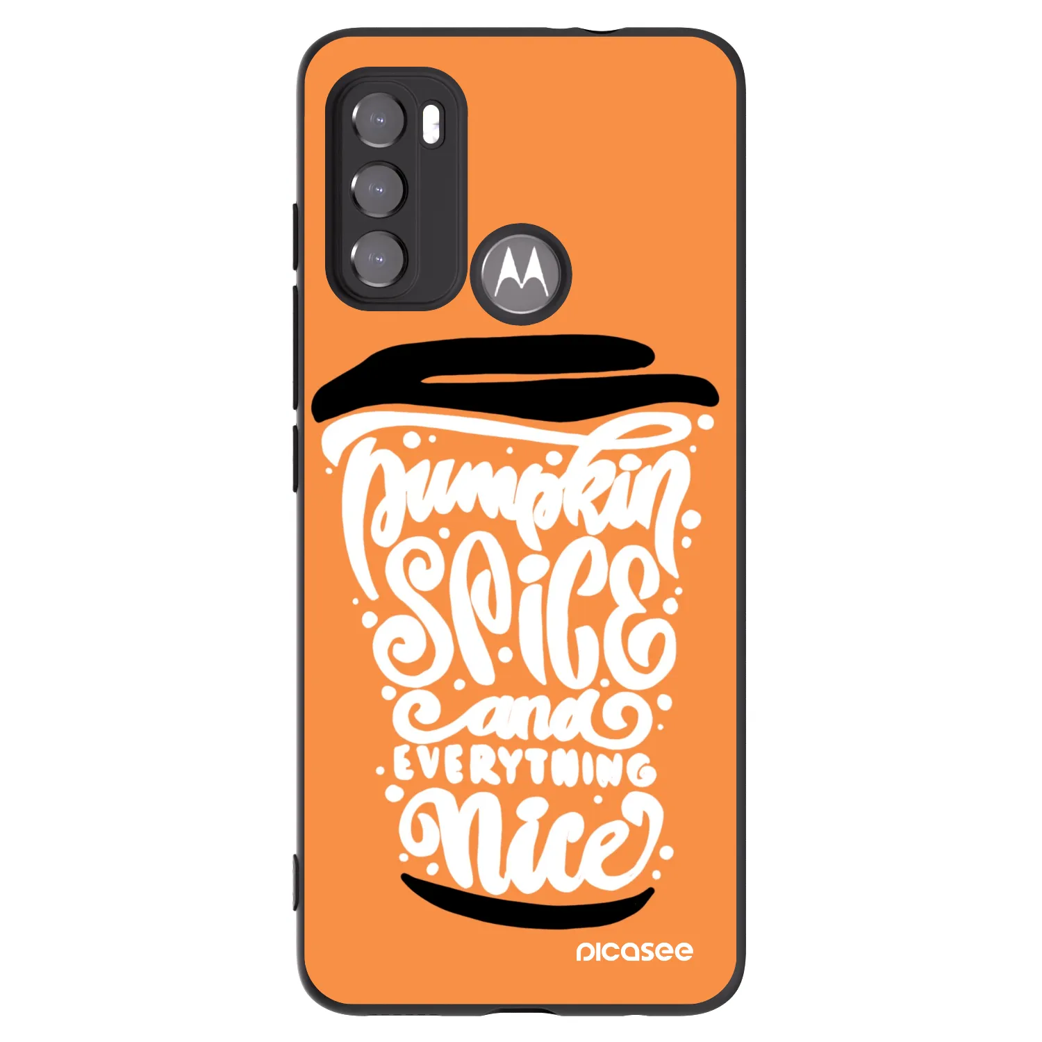 Picasee silikonowe czarne etui na Motorola Moto G60 - Pumpkin coffee