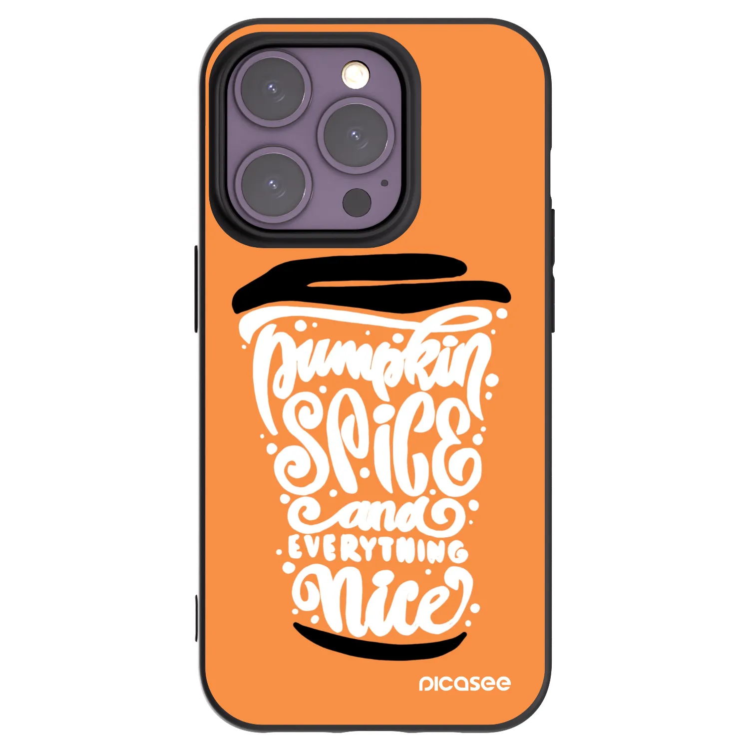 Picasee silikonowe czarne etui na Apple iPhone 14 Pro - Pumpkin coffee