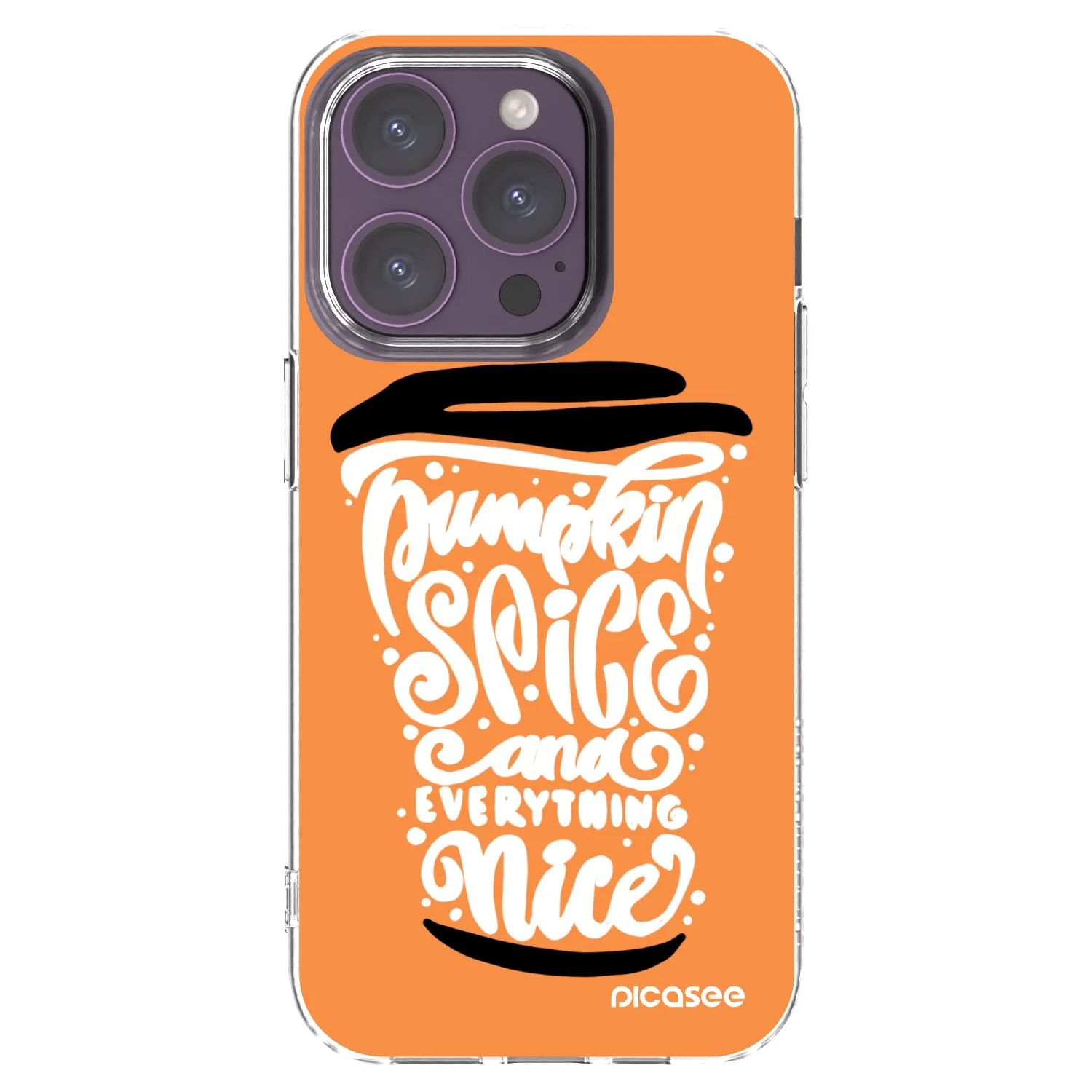 Picasee silikonowe przeźroczyste etui na Apple iPhone 14 Pro - Pumpkin coffee