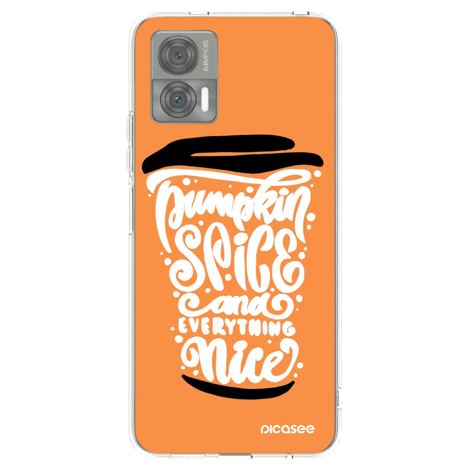 Picasee silikonowe przeźroczyste etui na Motorola Edge 30 Neo - Pumpkin coffee