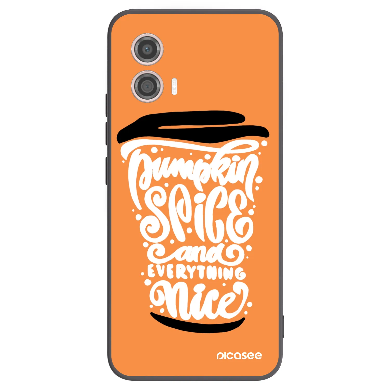 Picasee silikonowe czarne etui na Motorola Moto G53 5G - Pumpkin coffee