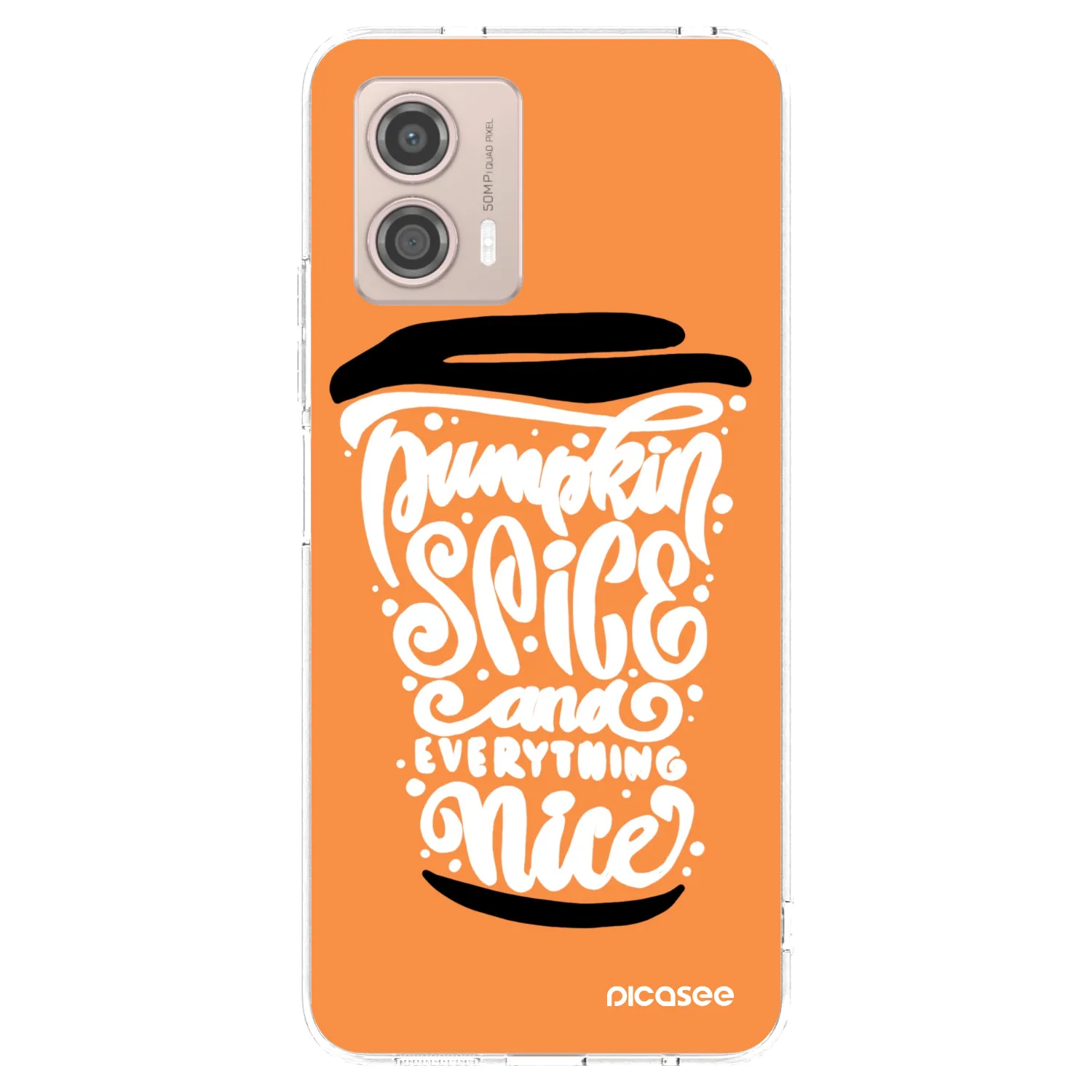 Picasee silikonowe przeźroczyste etui na Motorola Moto G53 5G - Pumpkin coffee
