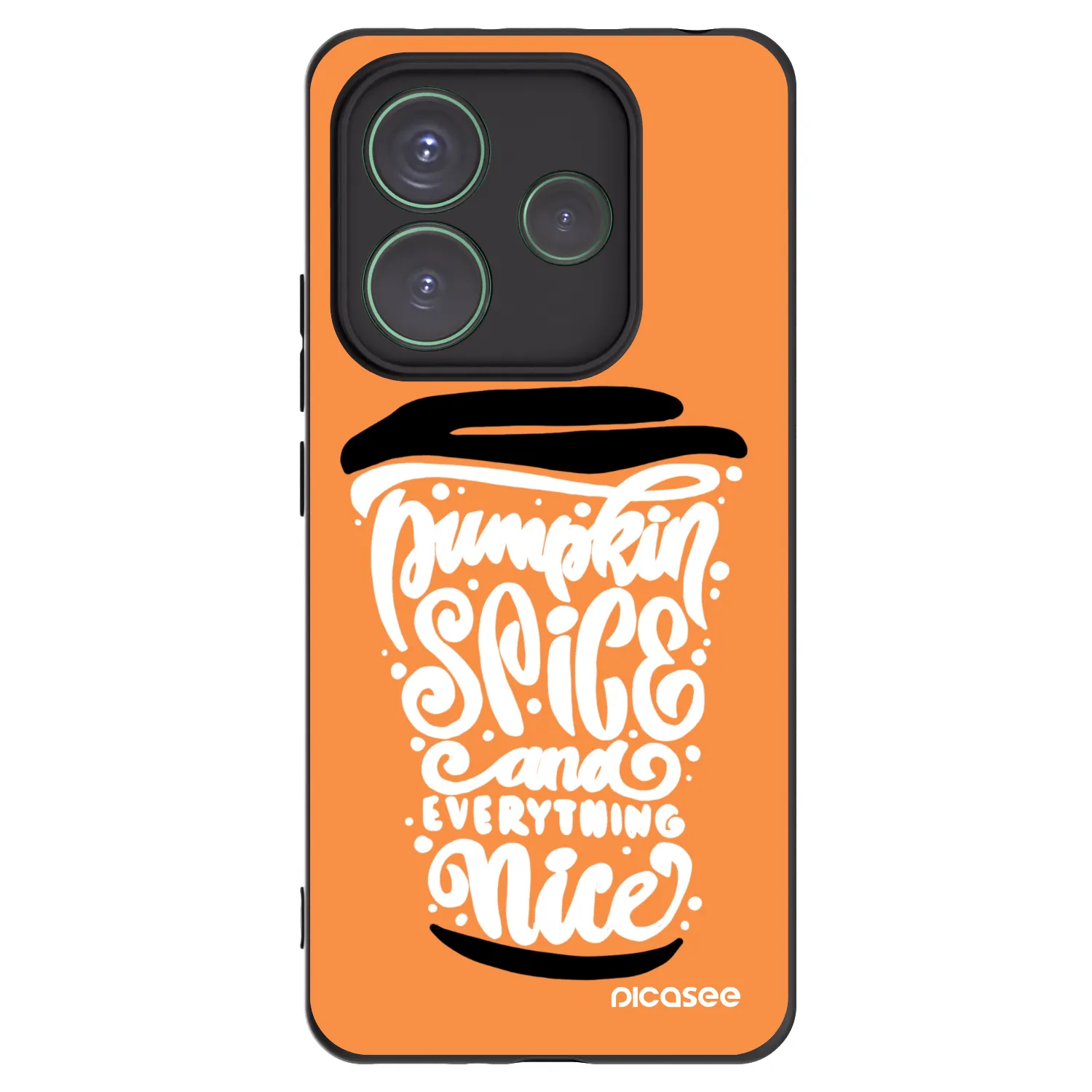 Picasee silikonowe czarne etui na Xiaomi Redmi Note 14 5G - Pumpkin coffee