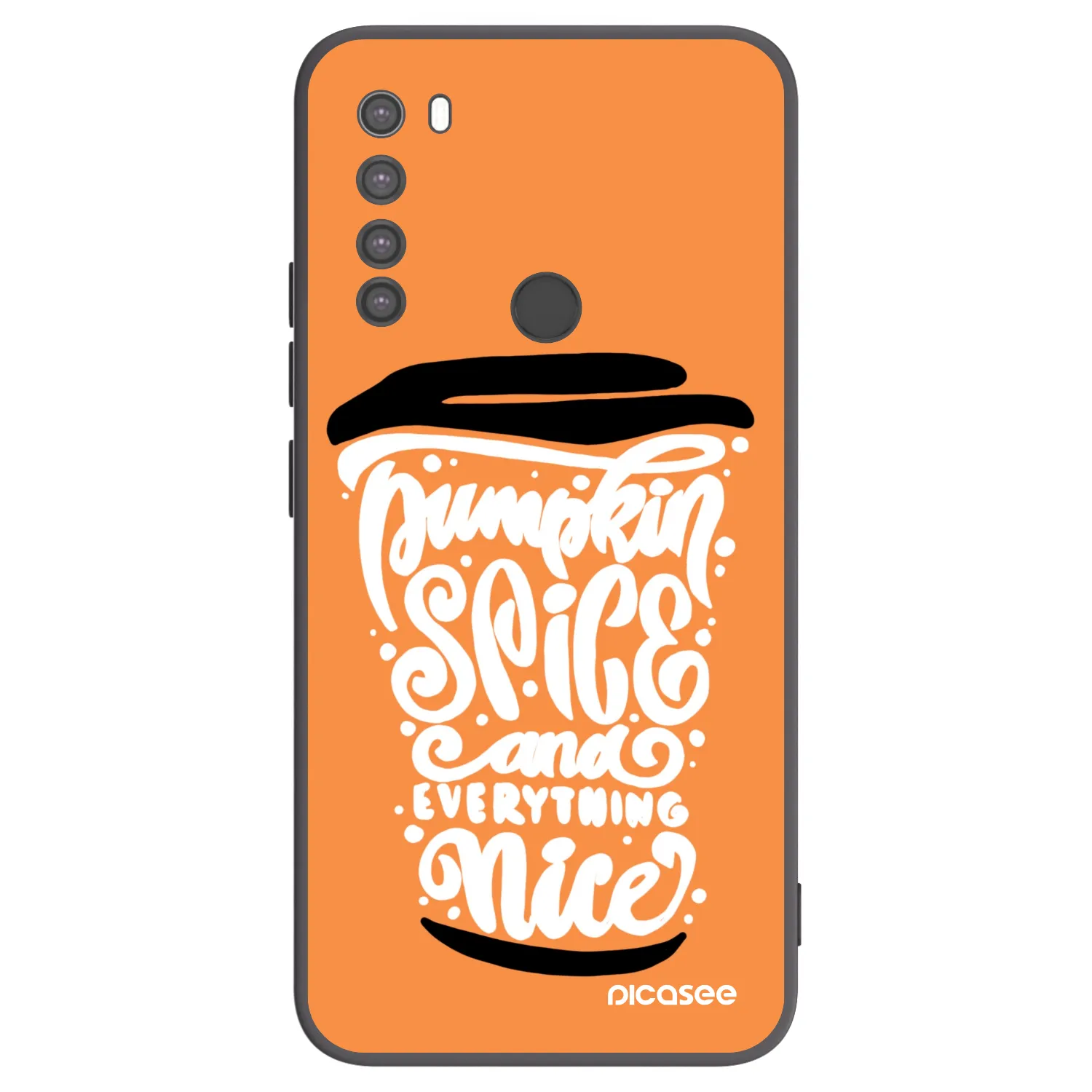 Picasee silikonowe czarne etui na Xiaomi Redmi Note 8 - Pumpkin coffee