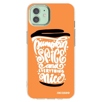 Picasee silikonowe przeźroczyste etui na Apple iPhone 12 - Pumpkin coffee