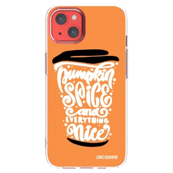 Picasee silikonowe przeźroczyste etui na Apple iPhone 13 - Pumpkin coffee
