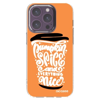 Picasee silikonowe przeźroczyste etui na Apple iPhone 14 Pro - Pumpkin coffee