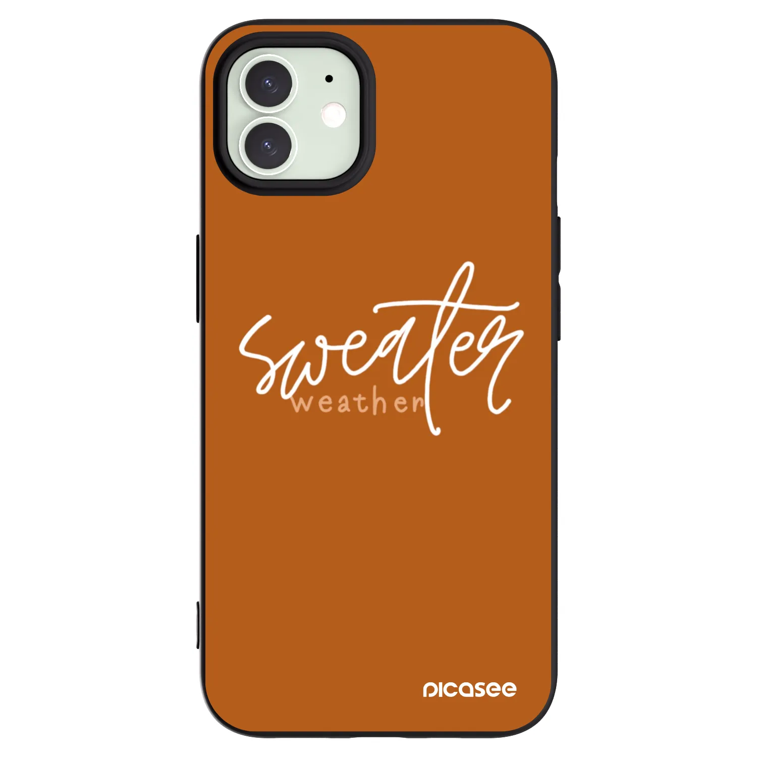 Picasee silikonowe czarne etui na Apple iPhone 12 - Sweater weather