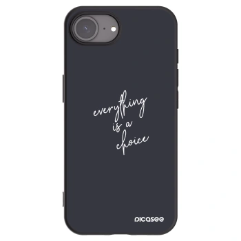 Picasee silikonowe czarne etui na Apple iPhone 16e - Everything is a choice