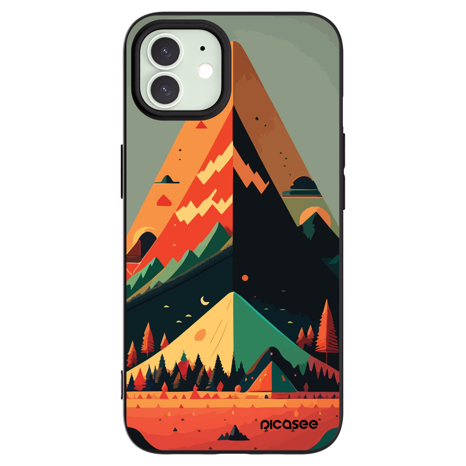 Picasee silikonowe czarne etui na Apple iPhone 12 - Oregon
