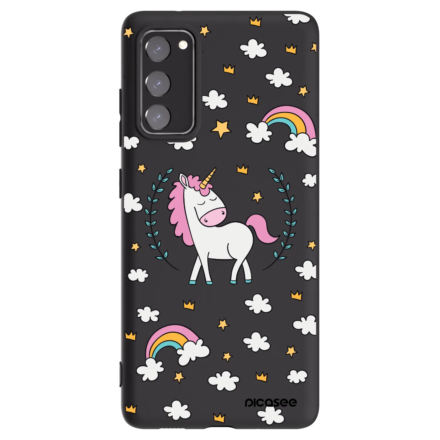 Picasee silikonowe czarne etui na Samsung Galaxy S20 FE - Unicorn star heaven