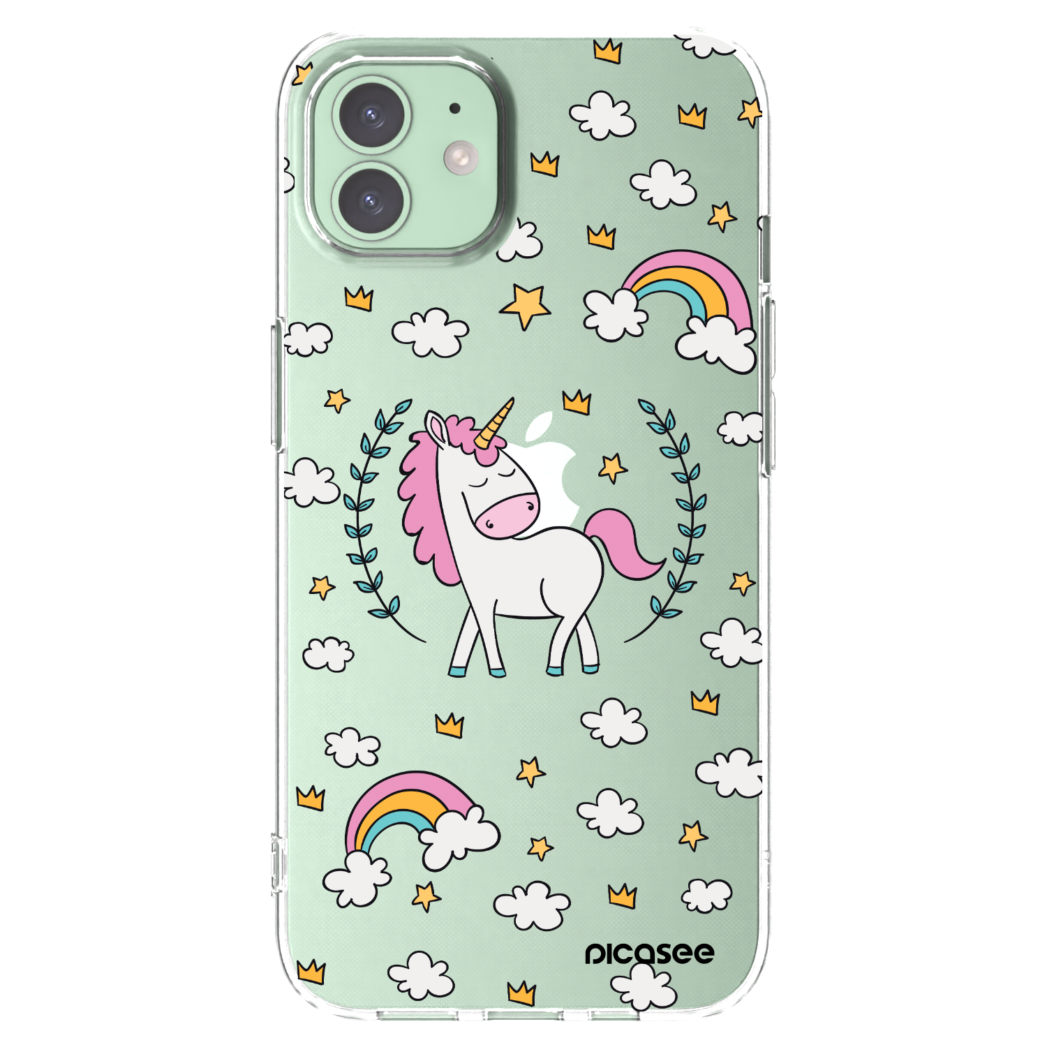 Picasee silikonowe przeźroczyste etui na Apple iPhone 12 - Unicorn star heaven