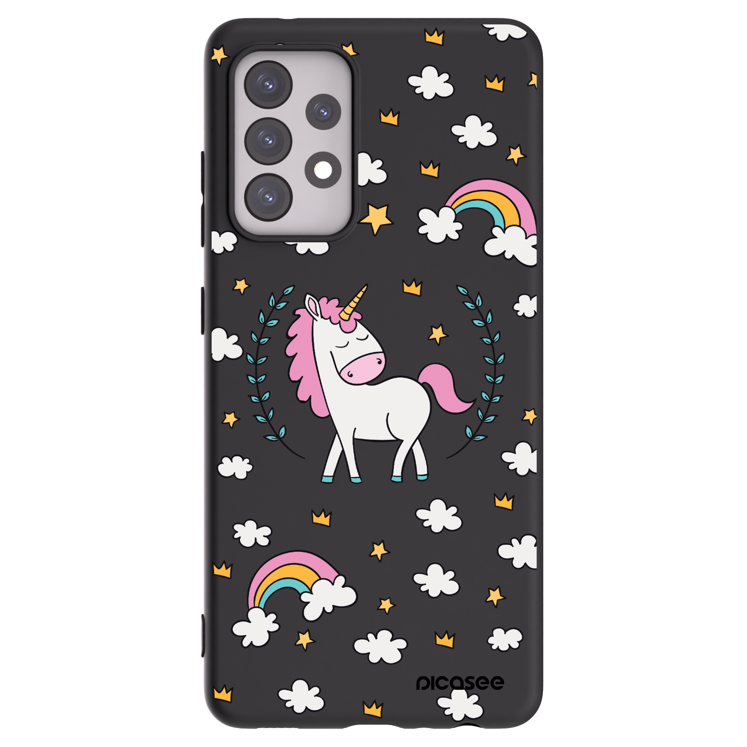 Picasee silikonowe czarne etui na Samsung Galaxy A52 5G A525F - Unicorn star heaven
