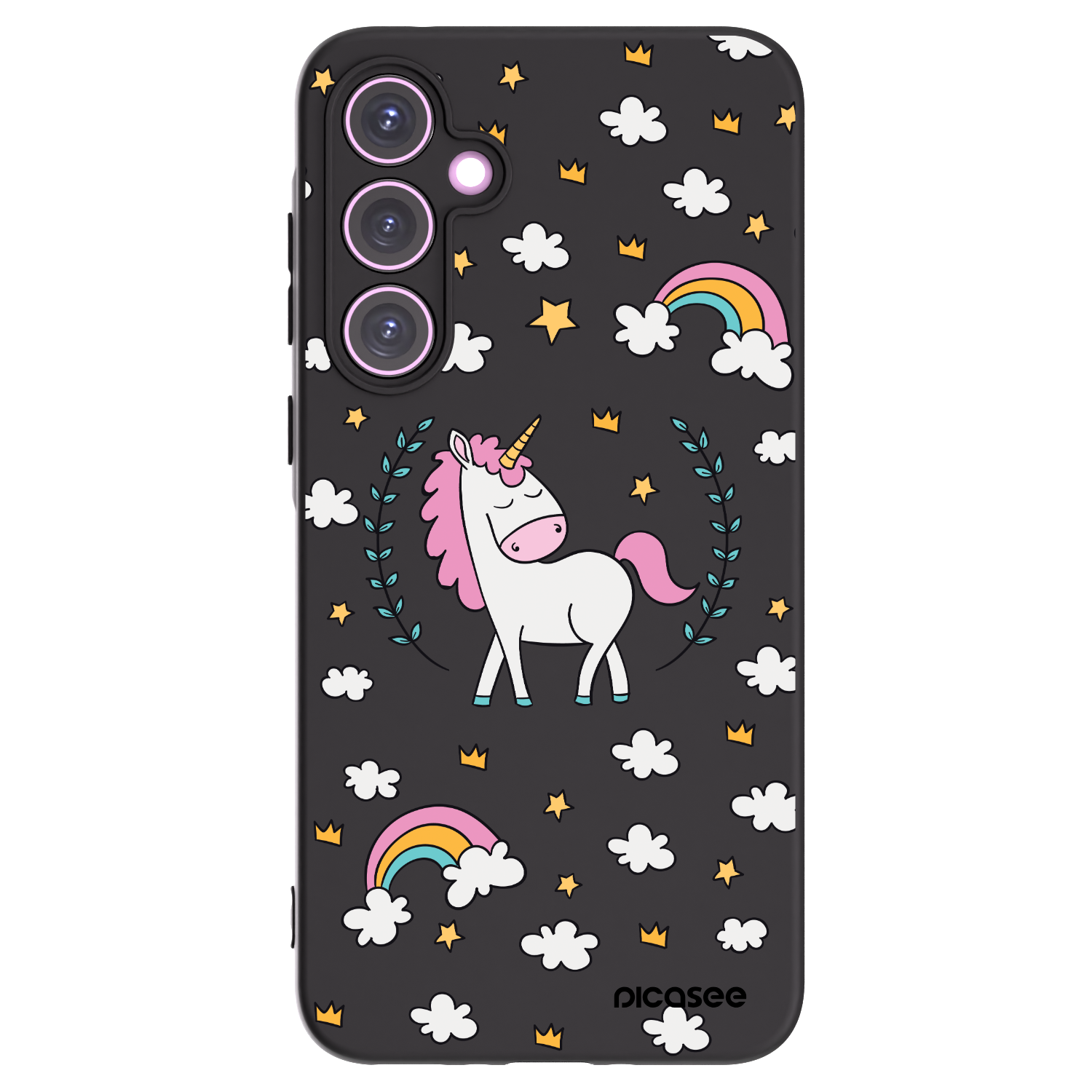 Picasee silikonowe czarne etui na Samsung Galaxy A35 5G A356B - Unicorn star heaven