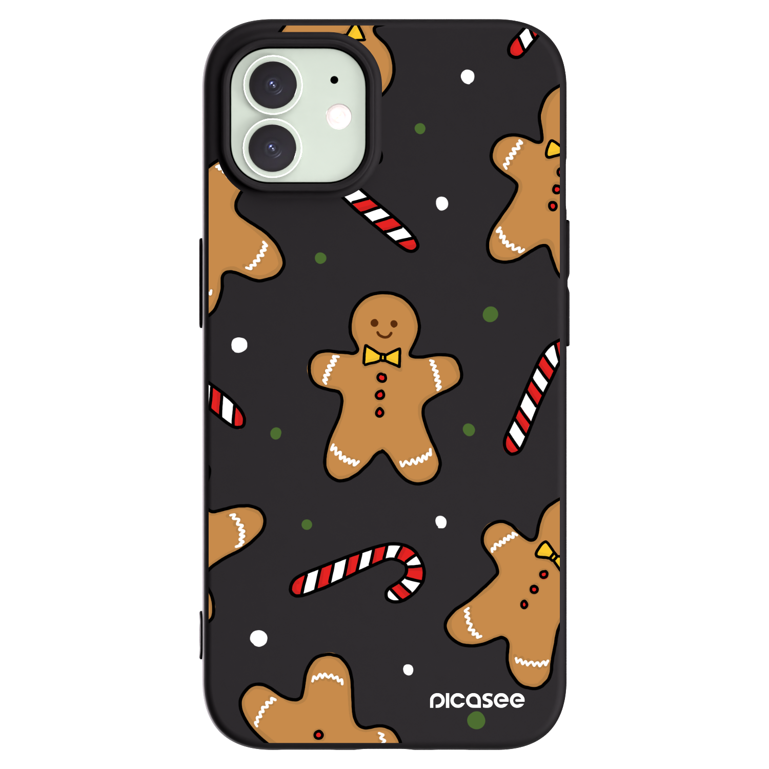 Picasee silikonowe czarne etui na Apple iPhone 12 - Gingerbread