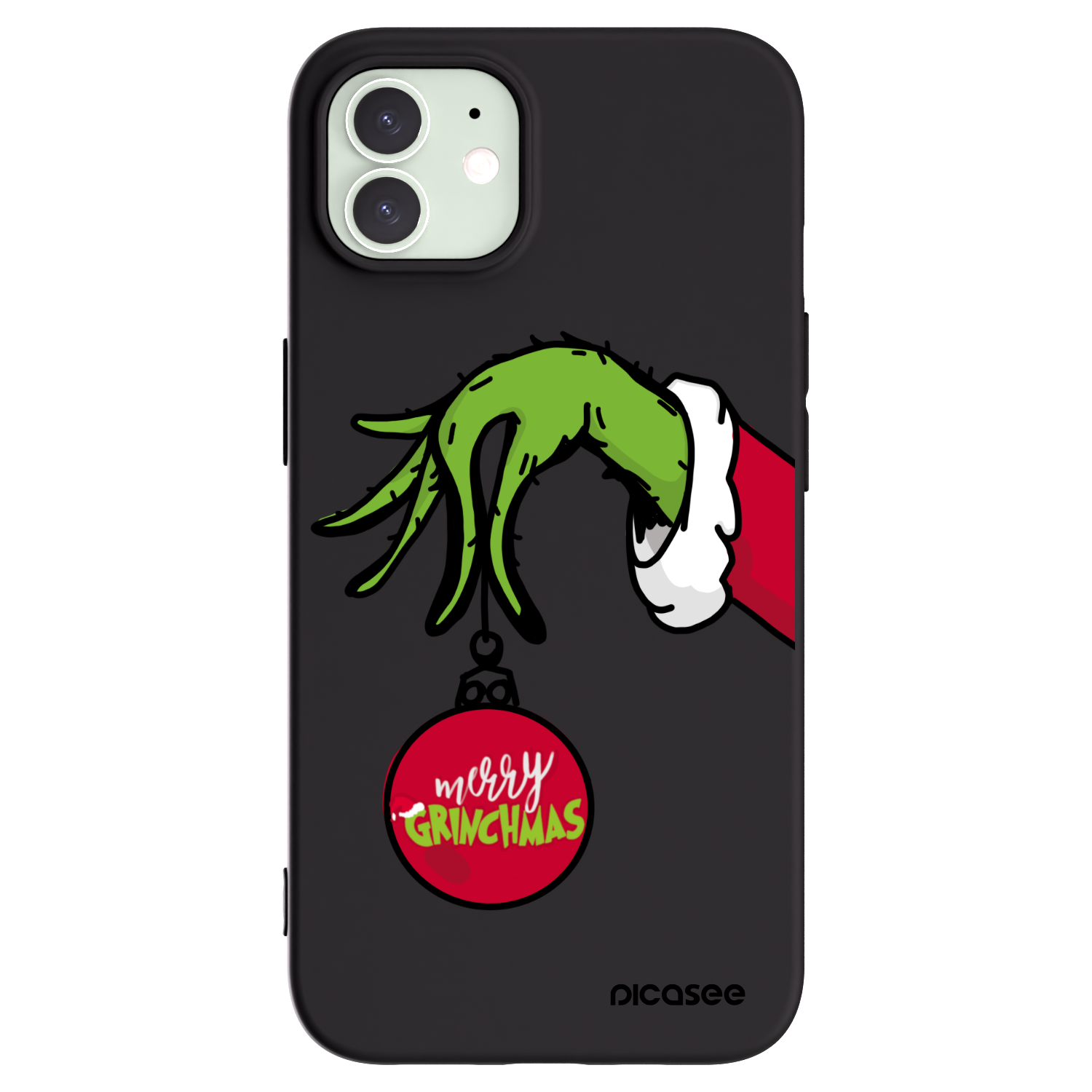 Picasee silikonowe czarne etui na Apple iPhone 12 Pro - Grinch