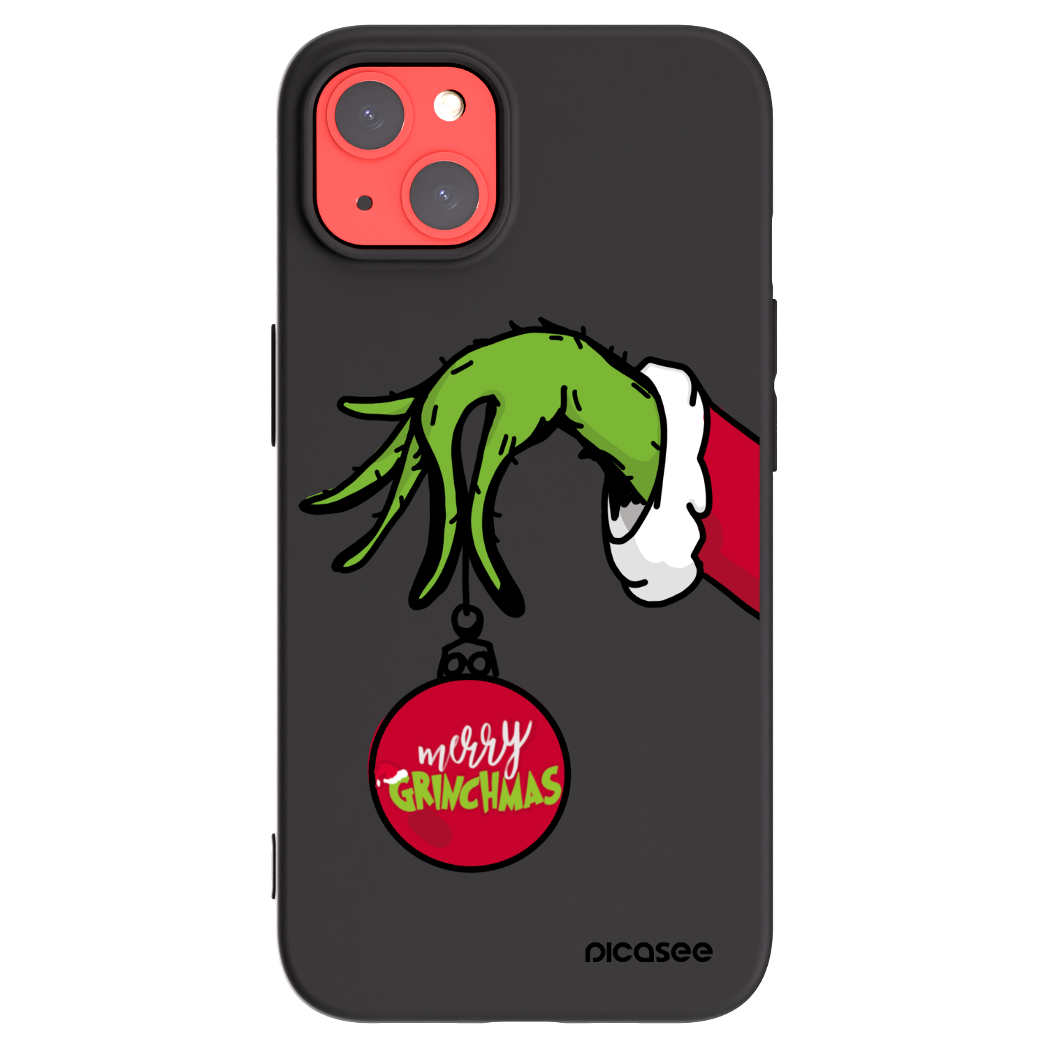 Picasee silikonowe czarne etui na Apple iPhone 13 - Grinch