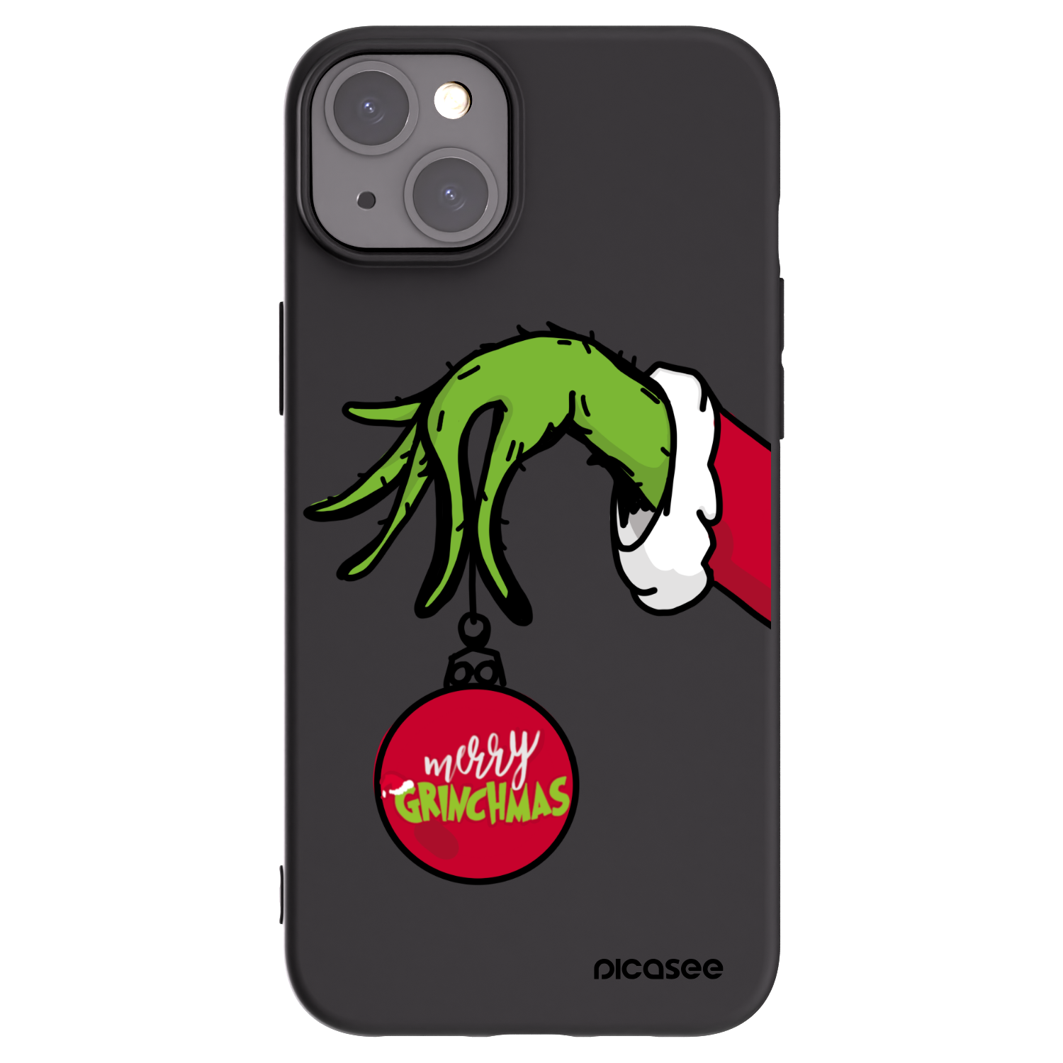 Picasee silikonowe czarne etui na Apple iPhone 15 Plus - Grinch