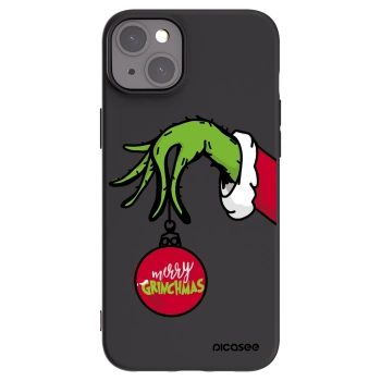 Picasee silikonowe czarne etui na Apple iPhone 15 Plus - Grinch
