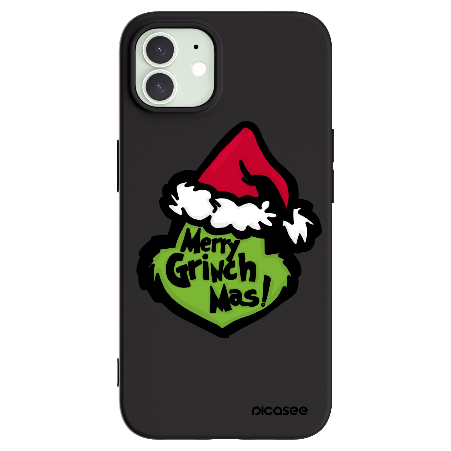 Picasee silikonowe czarne etui na Apple iPhone 12 - Grinch 2