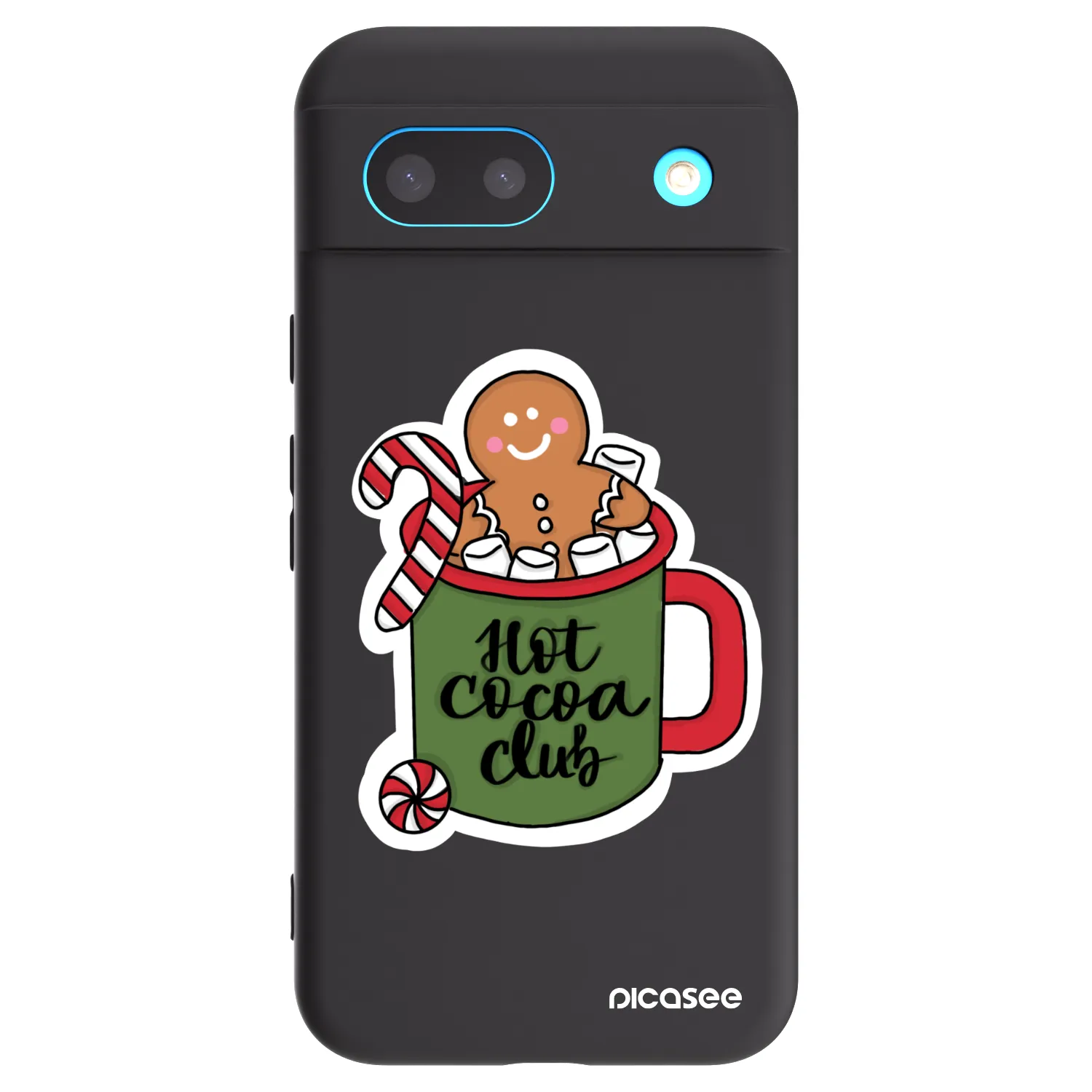 Picasee silikonowe czarne etui na Google Pixel 8a - Hot Cocoa Club