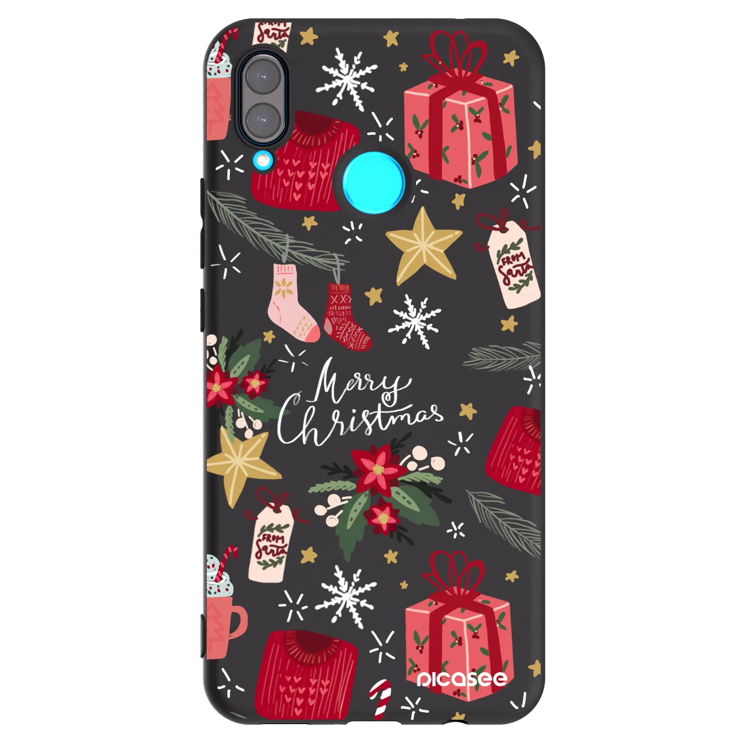 Picasee silikonowe czarne etui na Huawei Nova 3i - Christmas