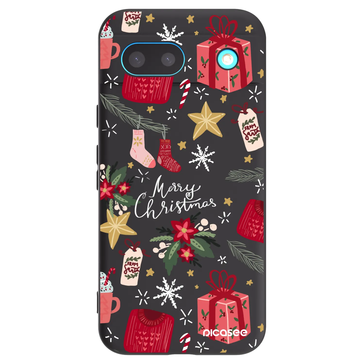 Picasee silikonowe czarne etui na Google Pixel 8a - Christmas