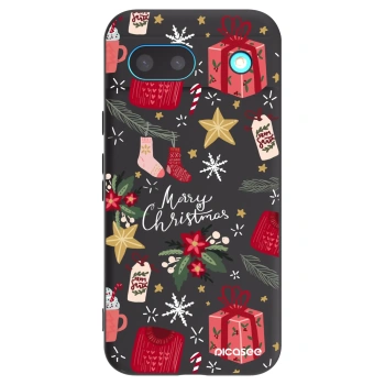 Picasee silikonowe czarne etui na Google Pixel 8a - Christmas